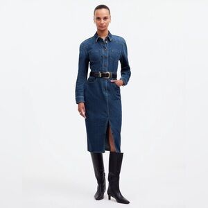 Madewell Denim Western Midi Shirtdress in Laselle Wash , sz 12
